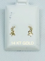 14K STAR EARRINGS, WHITE CC STONES