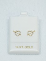  14K EARRINGS HEART/BOW ARROWS